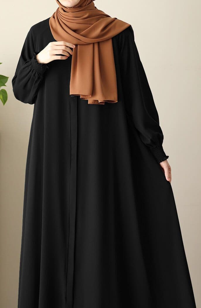 Black Abaya  B-03 detail view 3 - Shukran Abaya