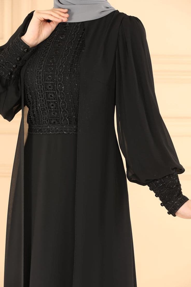 Black Abaya  B-04 detail view 4 - Shukran Abaya