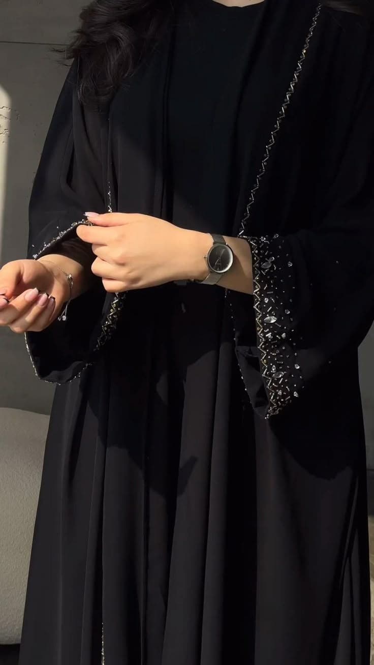 Black Abaya  B-05 detail view 5 - Shukran Abaya