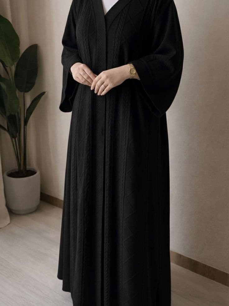 Black Abaya  B-06 detail view 5 - Shukran Abaya