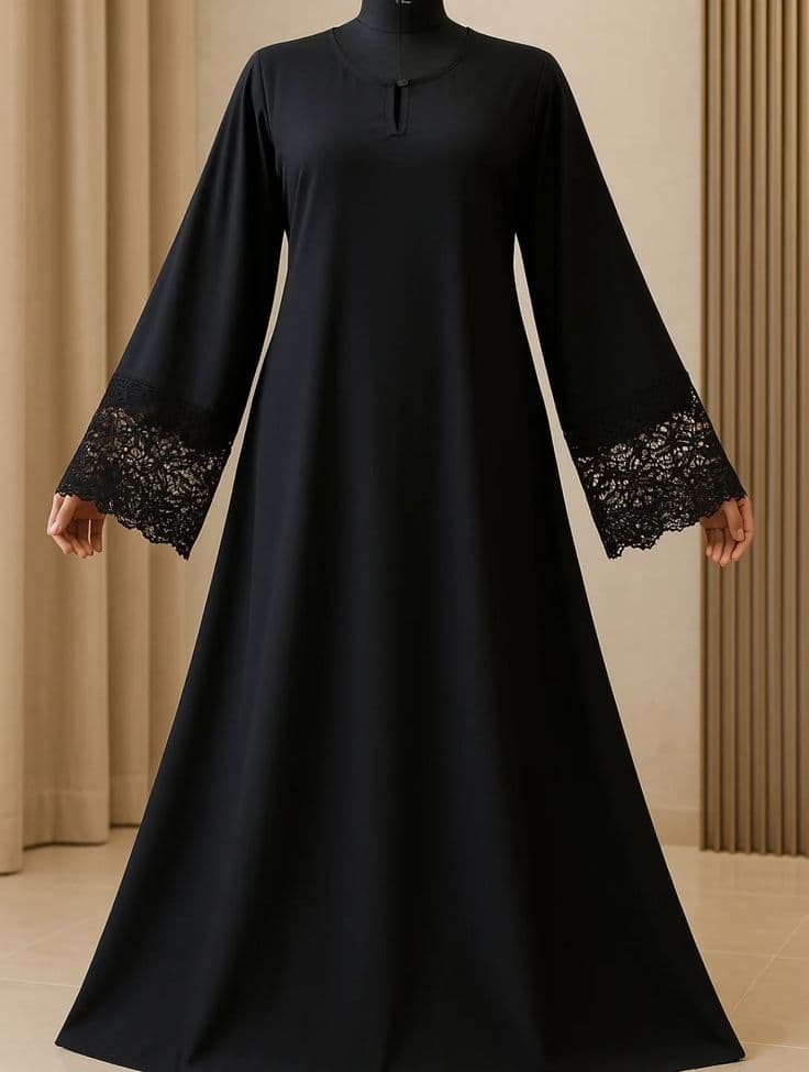 Black Abaya B-04 - Premium Abaya by Shukran Abaya Ajman
